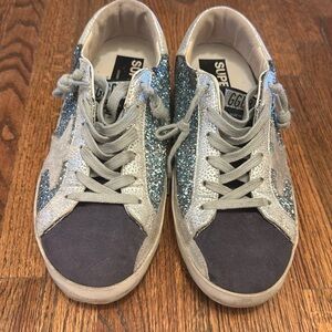 Golden Goose Silver and Blue Glitter Sneakers Special EDT